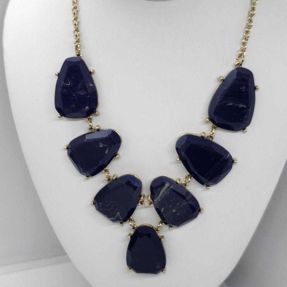 Charming Charlie Blue Marbled Statement Necklace